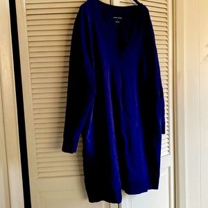 Universal Standard v neck blue sweatshirt dress
